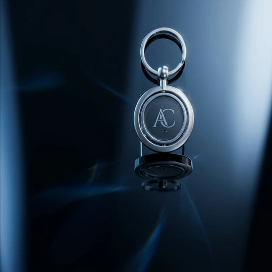 Luxury Brushed Silver Spinner Keychain – Custom Engraved Metal Key Ring – Customized Keychain