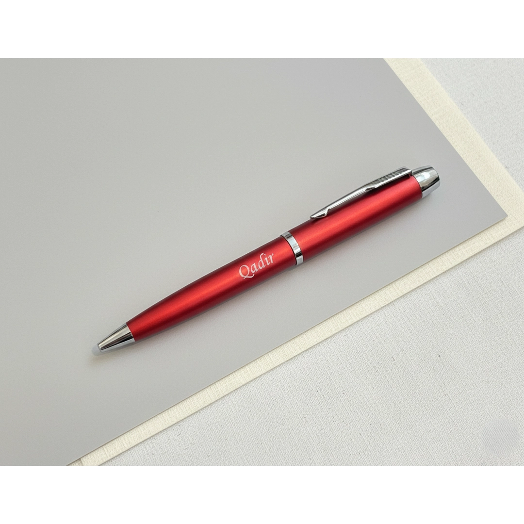 Premium Metallic Scarlet Red & Silver Personalized Pen – Custom Laser Engraved – Customized Pen