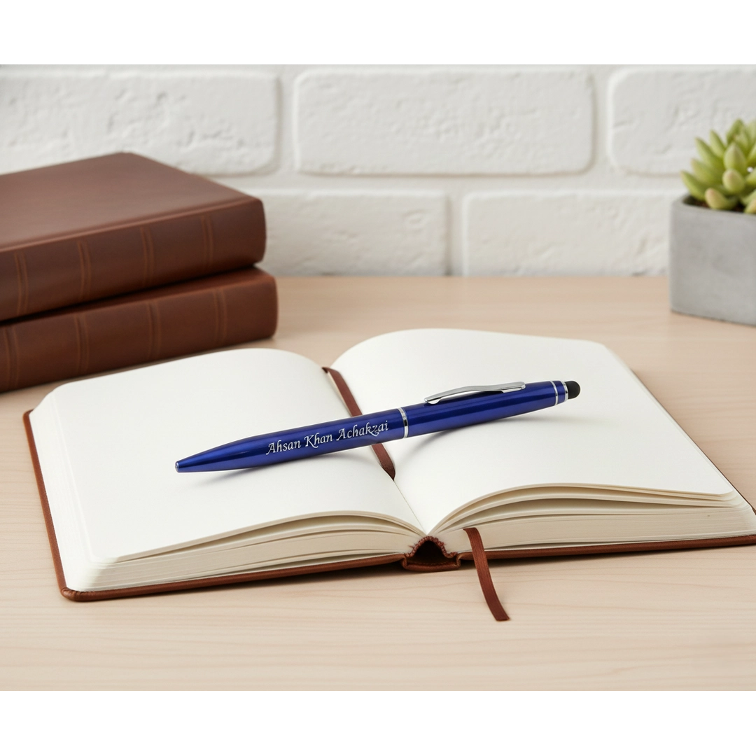 Personalised Royal Blue Stylus Pen – Custom Engraved 2-in-1 Executive Gift – Customized Pen For Mother's Day