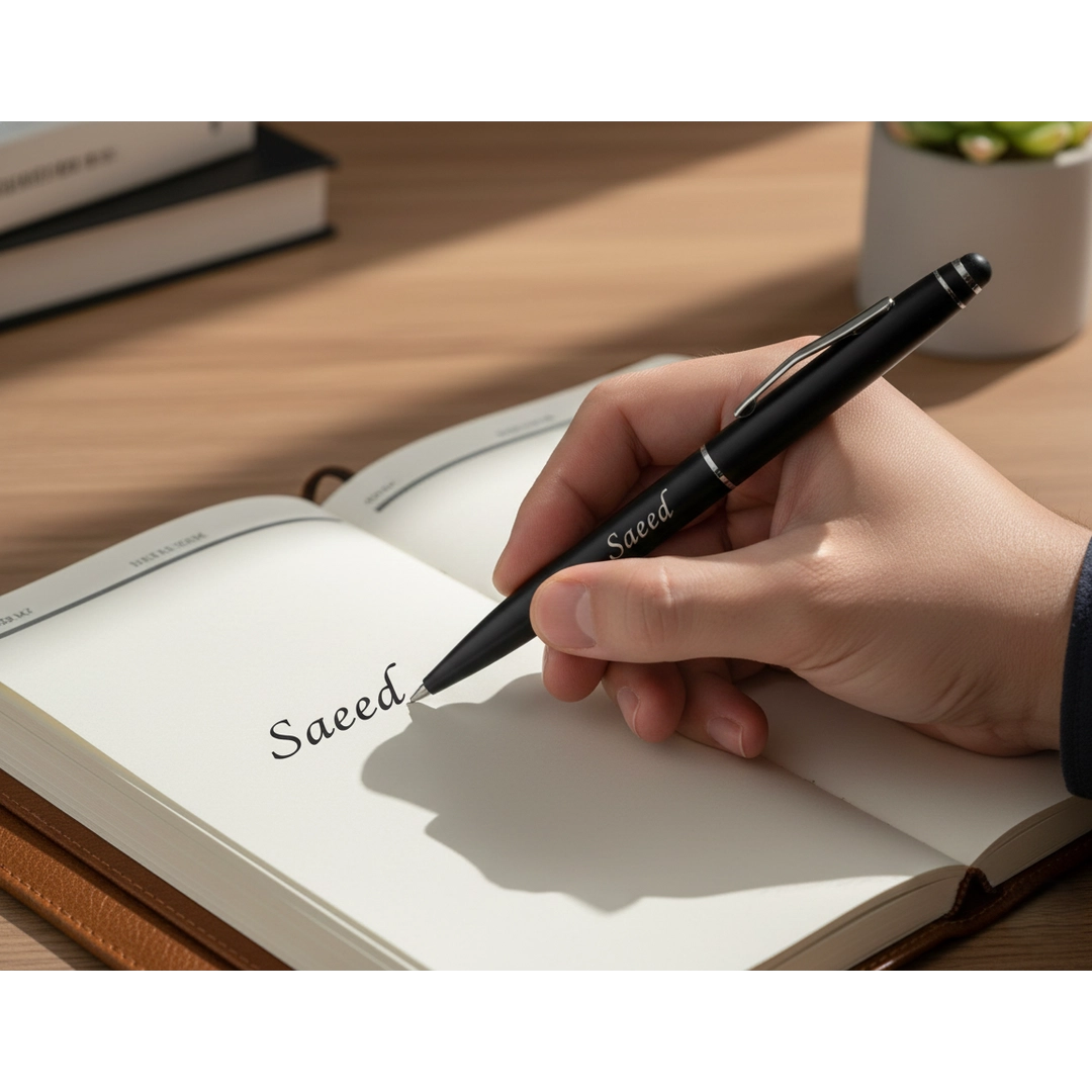 Personalized Matte Black Stylus Pen – Custom Engraved 2-in-1 Executive Tool – Customized Pen