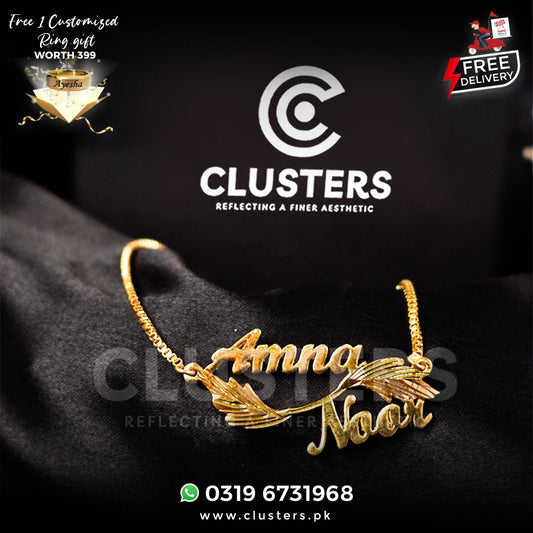 Customizable Name Pendant Necklace and Free Ring