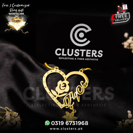 Customize Name Necklace With Free Ring