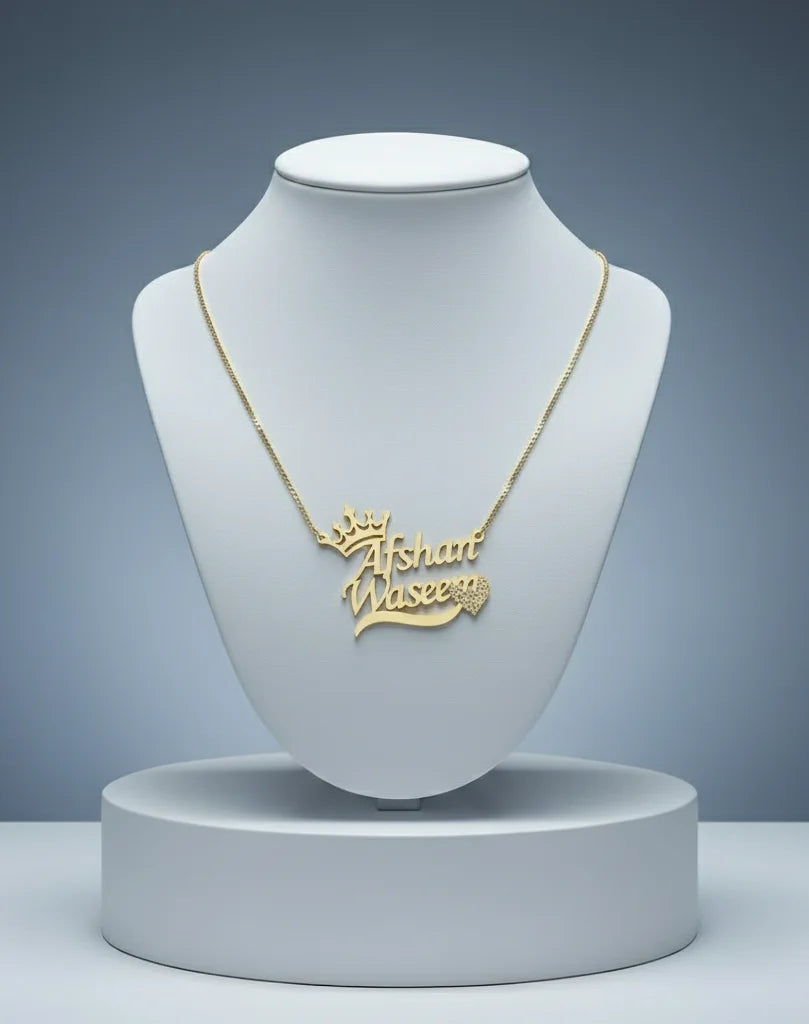 Customizable Name Pendant Necklace and Free Ring