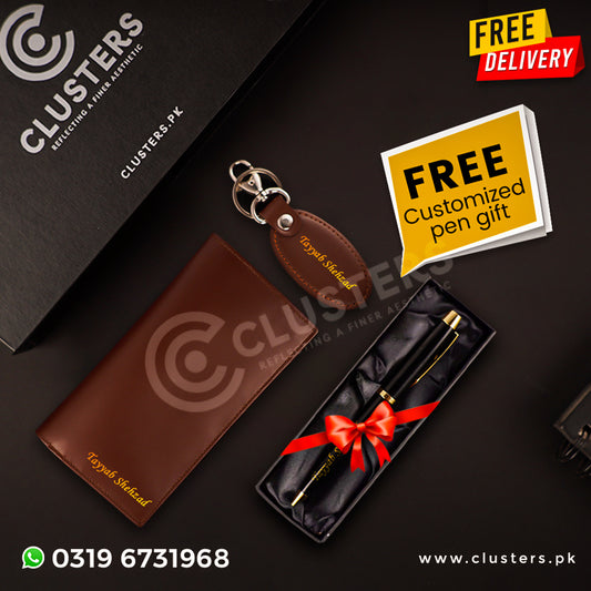Customize Long Wallet & Keychain With Free Pen