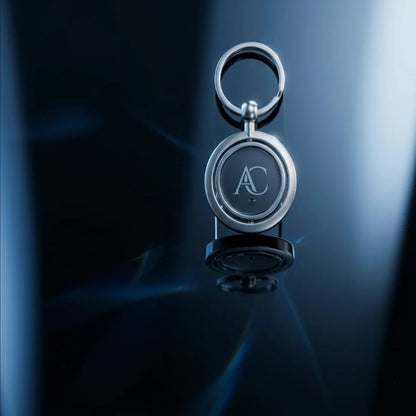 Luxury Brushed Silver Spinner Keychain – Custom Engraved Metal Key Ring – Customized Keychain