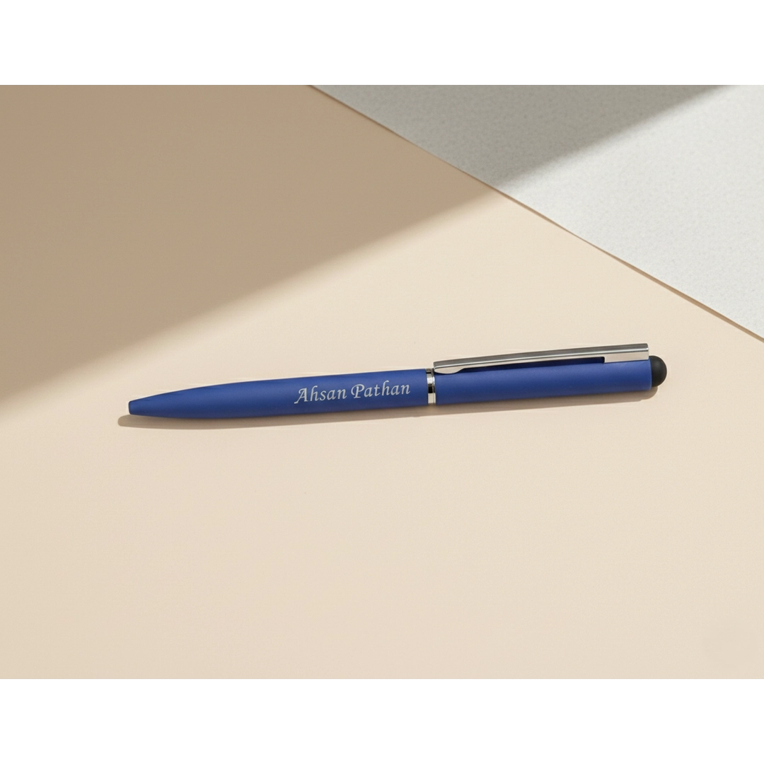 Personalized Navy Blue Stylus Pen – Custom Engraved 2-in-1 Minimalist Pen – Customized Pen