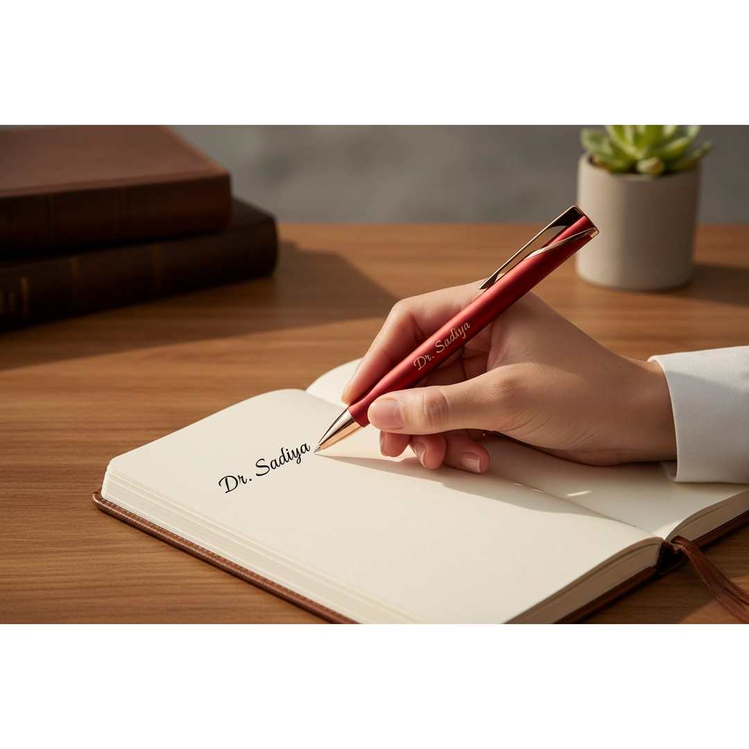 Premium Burgundy & Rose Gold Personalized Pen – Custom Laser Engraved Executive Series – Customized Pen