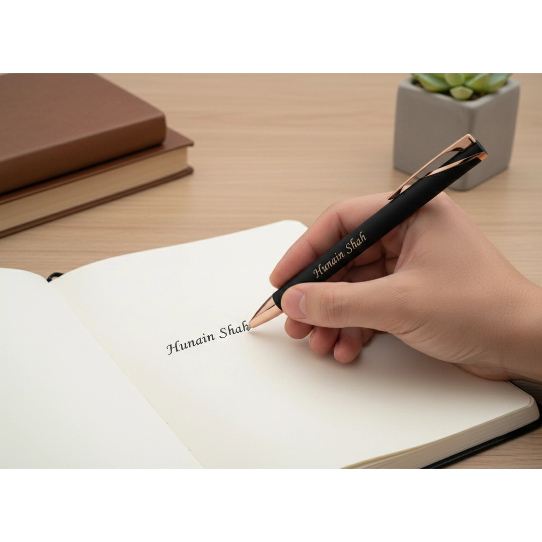 Luxury Obsidian Black & Rose Gold Personalized Pen – Custom Engraved Gift – Customized Pen