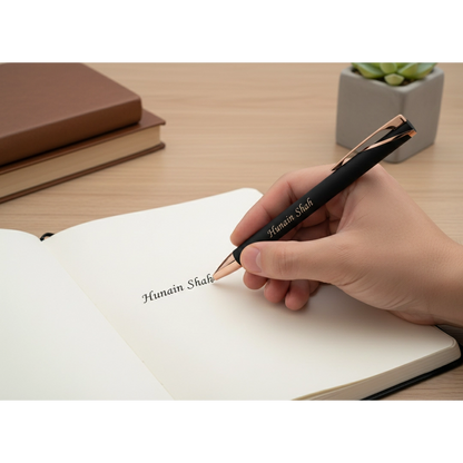 Luxury Obsidian Black & Rose Gold Personalized Pen – Custom Engraved Gift – Customized Pen