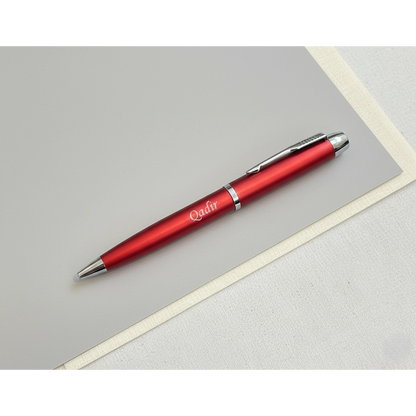 Premium Metallic Scarlet Red & Silver Personalized Pen – Custom Laser Engraved – Customized Pen