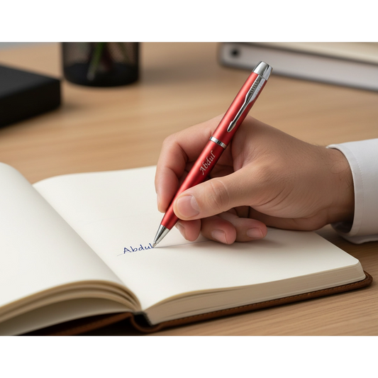 Premium Metallic Scarlet Red & Silver Personalized Pen – Custom Laser Engraved – Customized Pen