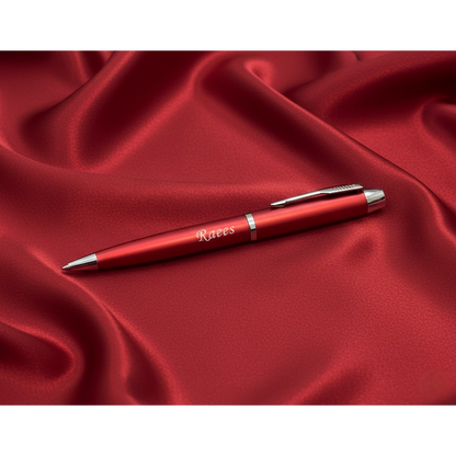 Premium Metallic Scarlet Red & Silver Personalized Pen – Custom Laser Engraved – Customized Pen