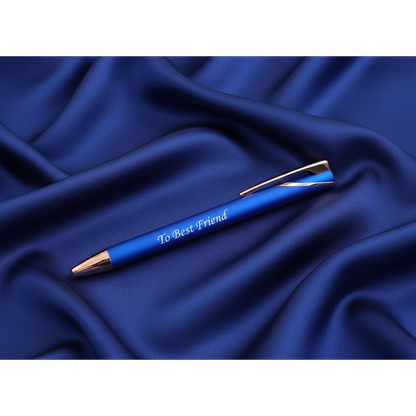 Luxury Sapphire Blue & Rose Gold Personalized Pen – Custom Laser Engraved Premium Gift – Customized Pen