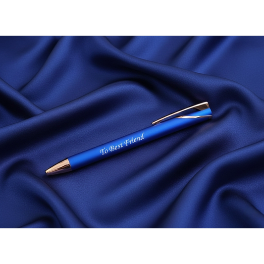 Luxury Sapphire Blue & Rose Gold Personalized Pen – Custom Laser Engraved Premium Gift – Customized Pen