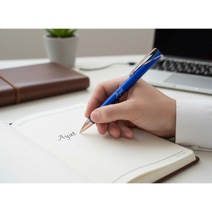 Luxury Sapphire Blue & Rose Gold Personalized Pen – Custom Laser Engraved Premium Gift – Customized Pen