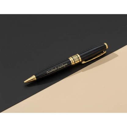 Luxury Grecian Gold & Gloss Black Personalized Pen – Custom Engraved Premium Gift – Customized Pen