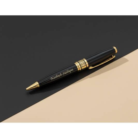 Luxury Grecian Gold & Gloss Black Personalized Pen – Custom Engraved Premium Gift – Customized Pen