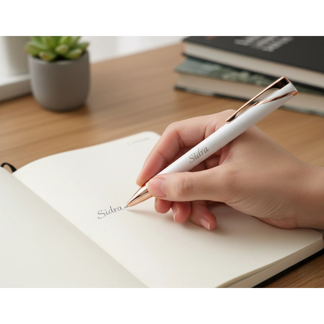 Luxury Pearl White & Rose Gold Personalized Pen – Custom Engraved Gift for Her – Customized Pen