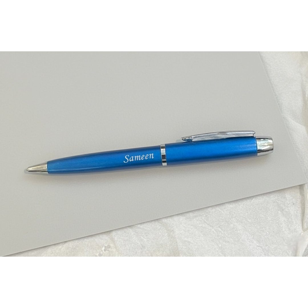 Royal Cobalt Blue & Silver Personalized Pen – Customized Laser Engraved Gift for Loved Ones