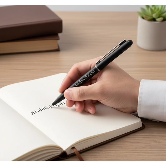 Midnight Matte Black & Silver Personalized Pen – Luxury Custom Engraved – Customized Pen For Him