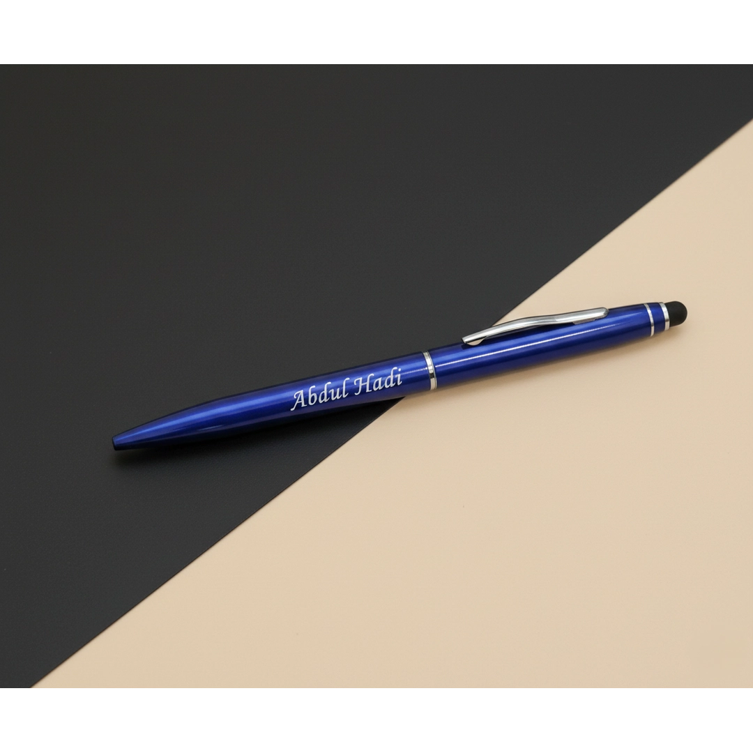 Personalised Royal Blue Stylus Pen – Custom Engraved 2-in-1 Executive Gift – Customized Pen For Mother's Day