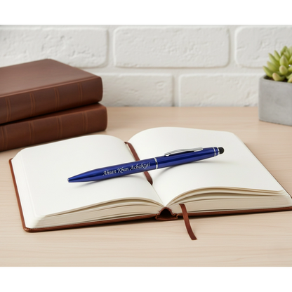 Personalised Royal Blue Stylus Pen – Custom Engraved 2-in-1 Executive Gift – Customized Pen For Mother's Day