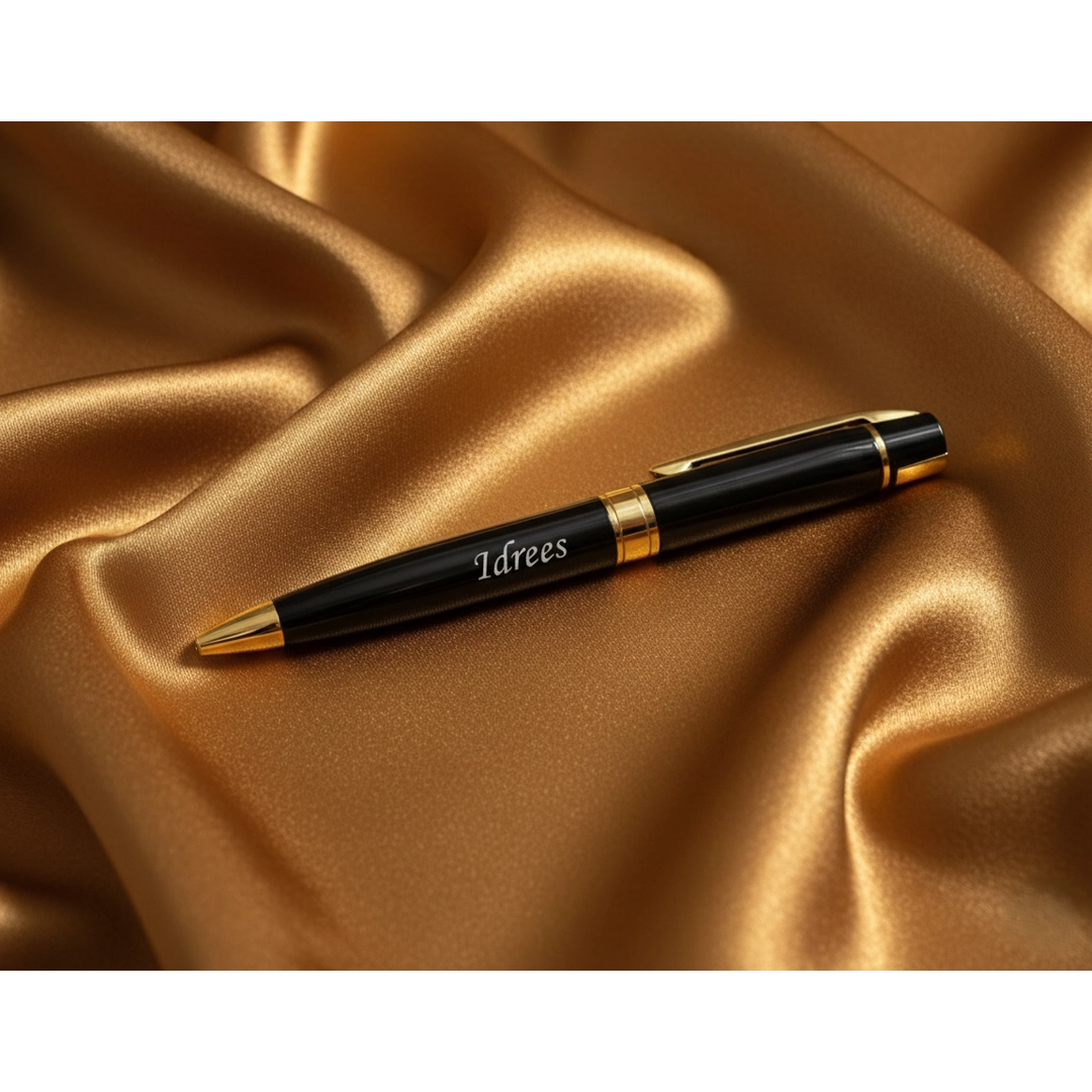 Luxury Obsidian Black & Gold Personalized Pen – Custom Engraved Premium Gift – Customized Pen