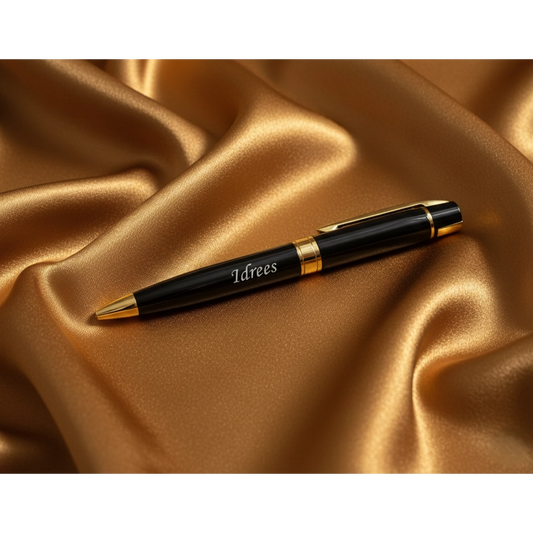 Luxury Obsidian Black & Gold Personalized Pen – Custom Engraved Premium Gift – Customized Pen