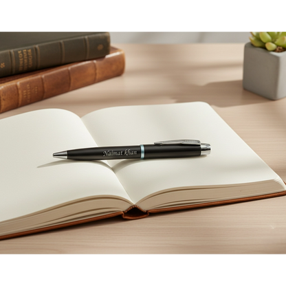 Professional Matte Black & Chrome Personalized Pen – Custom Engraved – Customized Pen
