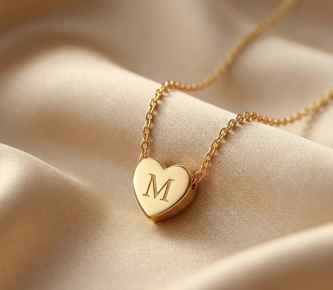 Personalized Tiny Heart Necklace – Elegant Initial Pendant Gift for Her