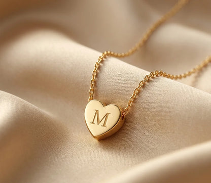 Personalized Tiny Heart Necklace – Elegant Initial Pendant Gift for Her