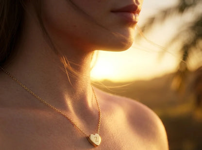 Personalized Tiny Heart Necklace – Elegant Initial Pendant Gift for Her