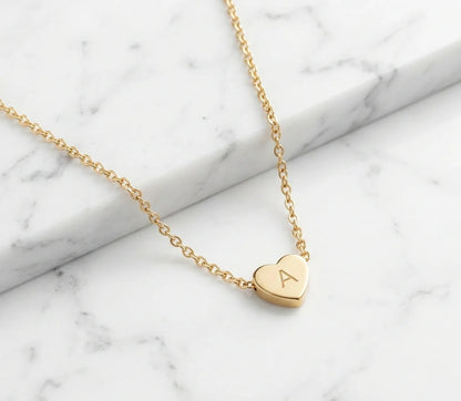 Personalized Tiny Heart Necklace – Elegant Initial Pendant Gift for Her