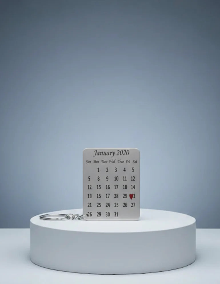 Customize Metal Calendar Engraved Keychain