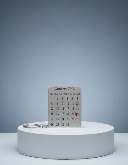Customize Metal Calendar Engraved Keychain