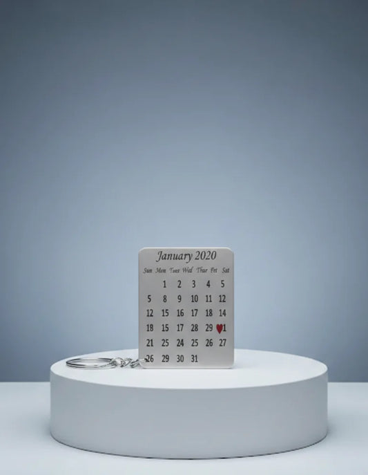 Customize Metal Calendar Engraved Keychain