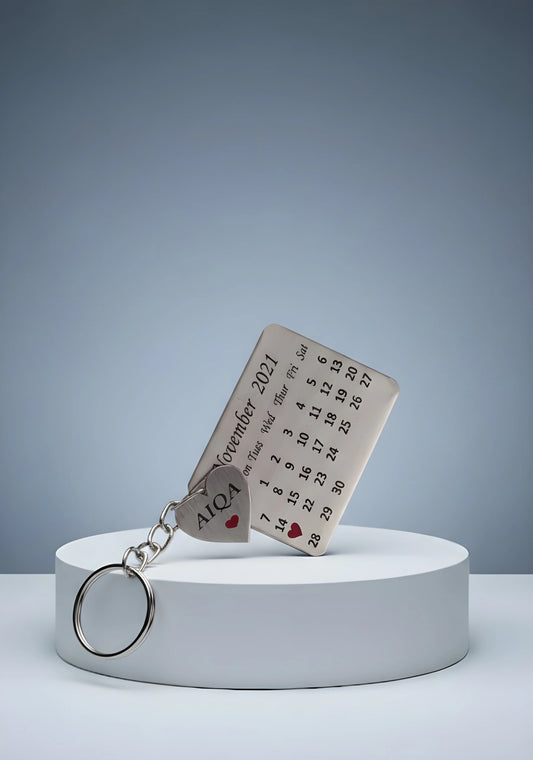 Customize Metal Calendar Engraved Keychain