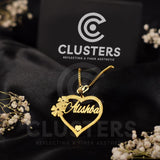 Customize Heart Nameplate Necklace With Free Ring