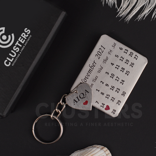 Customize Metal Calendar Engraved Keychain
